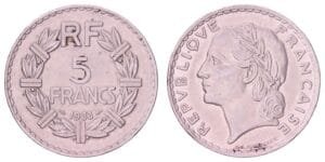 FRANCE 5 francs 1933 VF