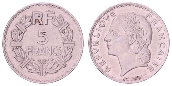 FRANCE 5 francs 1933 VF