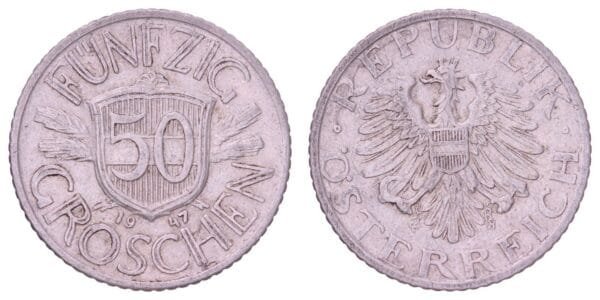 AUSTRIA 50 groschen 1947 VF