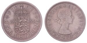 GREAT BRITAIN 1 shilling 1955 / English shield / VF