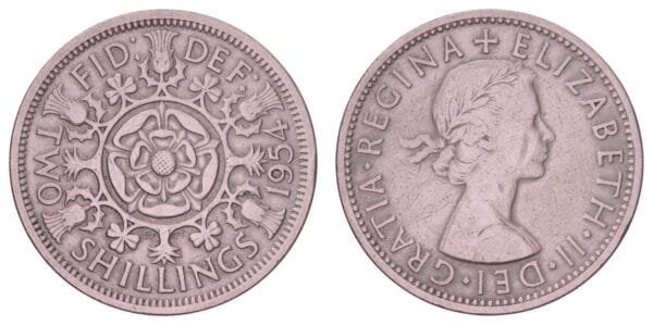 GREAT BRITAIN 2 shillings 1954 VF