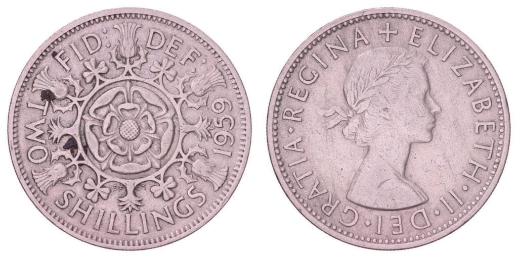 GREAT BRITAIN 2 shillings 1959 VF