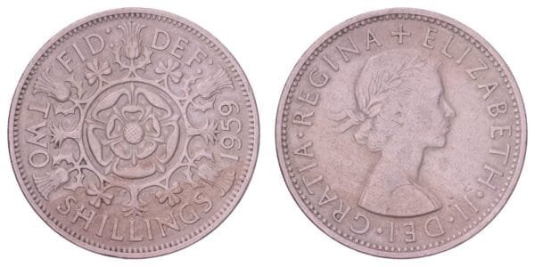 GREAT BRITAIN 2 shillings 1959 VF