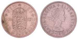 GREAT BRITAIN 1 shilling 1957 / English shield / VF-