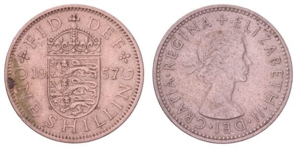 GREAT BRITAIN 1 shilling 1957 / English shield / VF-