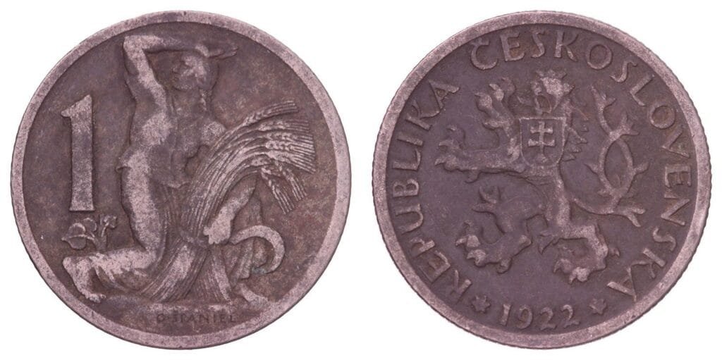 CZECHOSLOVAKIA 1 koruna 1922 VF