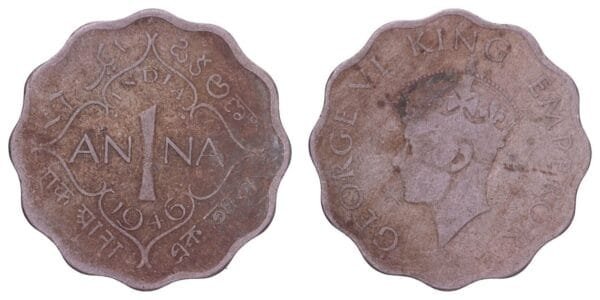 INDIA 1 anna 1946 / British / F+