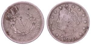 UNITED STATES OF AMERICA 5 cents 1905 / Liberty Head Nickel / F+