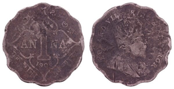 INDIA 1 anna 1908 / British / F