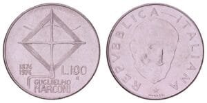 ITALY 100 lire 1974 / 100th Anniversary of the Birth of Guglielmo Marconi / VF