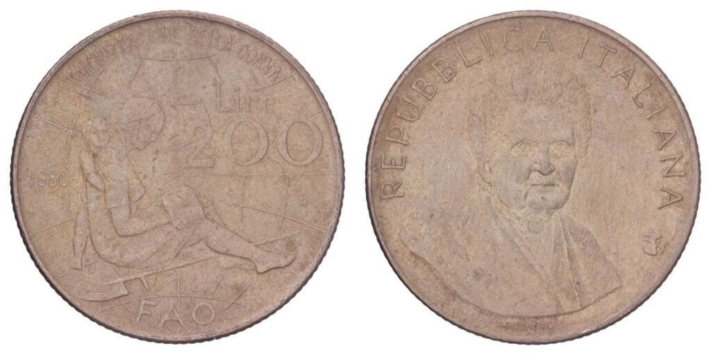 ITALY 200 lire 1980 / FAO - International Women's Year / VF