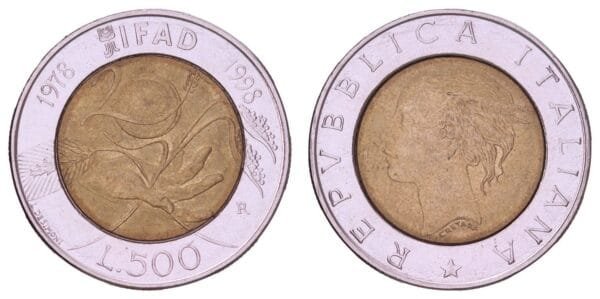 ITALY 500 lire 1998 / 20th Anniversary of the International Fund for Agricultural Development / XF