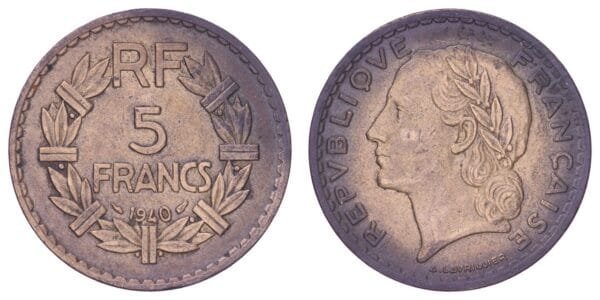 FRANCE 5 francs 1940 VF