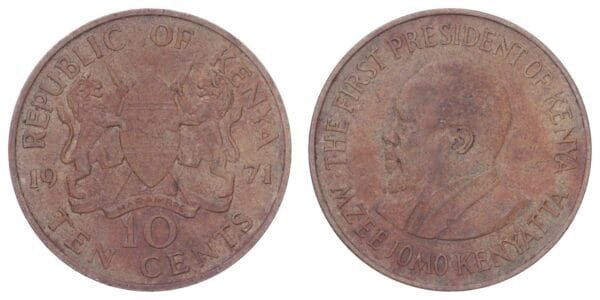 KENYA 10 cents 1971 VF