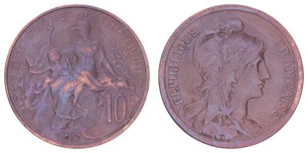 FRANCE 10 centimes 1917 / WWI issue / VF