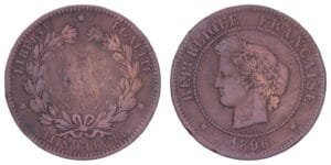 FRANCE 5 centimes 1896A VF-