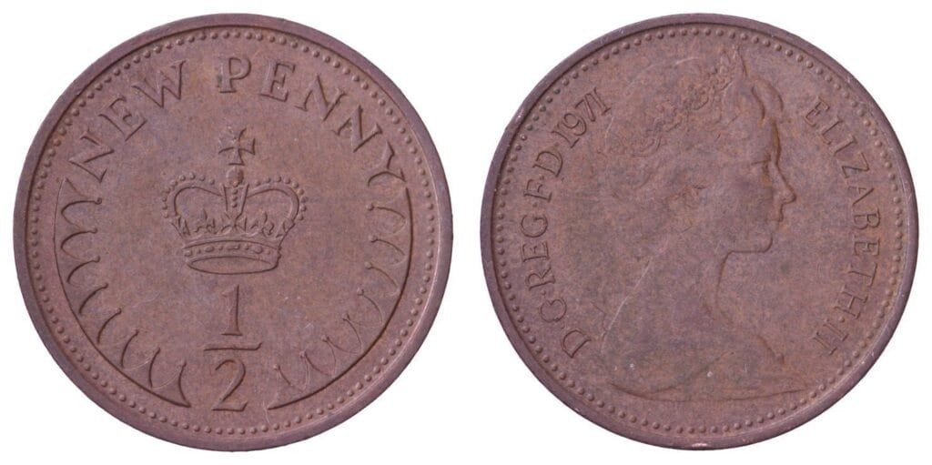 VELIKA BRITANIJA 1/2 penija 1971. VF