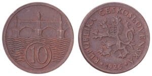CZECHOSLOVAKIA 10 haleru 1926 VF