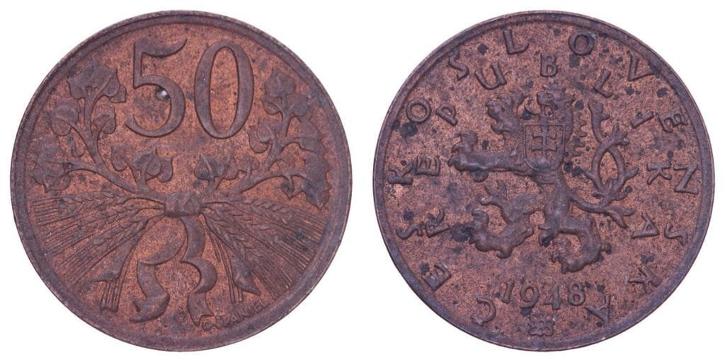CZECHOSLOVAKIA 50 haleru 1948 VF