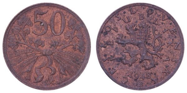 CZECHOSLOVAKIA 50 haleru 1948 VF