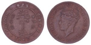 SRI LANKA 1 cent 1943 VF
