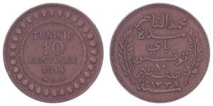 TUNISIA 10 centimes 1914 VF