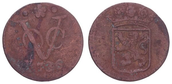 NETHERLANDS EAST INDIES 1 duit 1736 / Holland / VF-