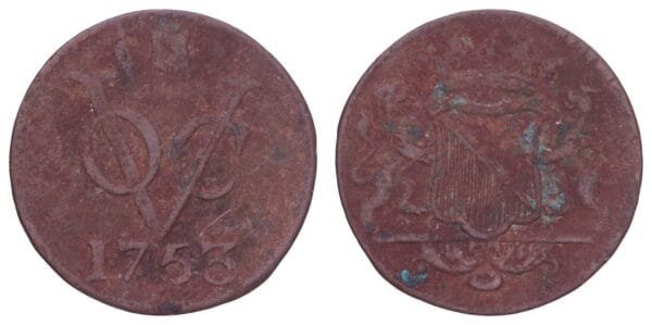 NETHERLANDS EAST INDIES 1 duit 1753 / Utrecht / VF-