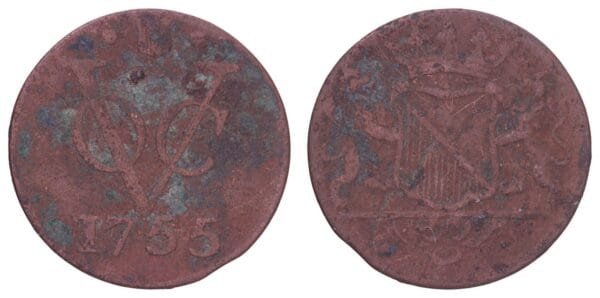 NETHERLANDS EAST INDIES 1 duit 1755 / Utrecht / F+