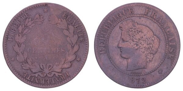 FRANCE 5 centimes 1872A F+
