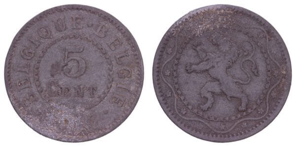 BELGIUM 5 centimes 1916(?) / WWI issue / VF-