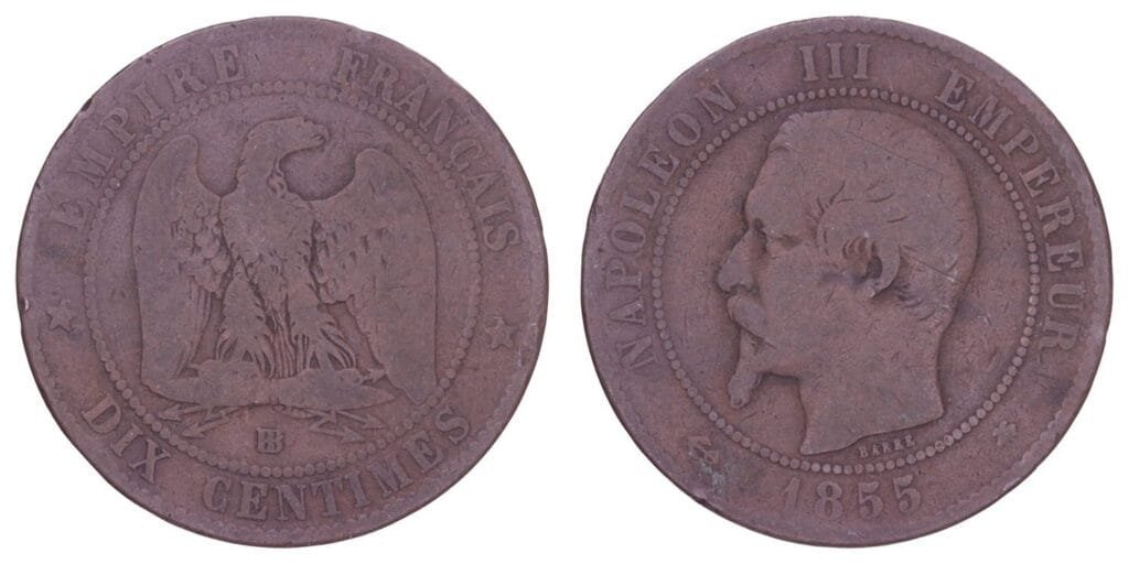 FRANCIJA 10 centime 1855BB F