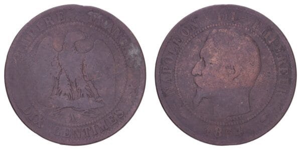 FRANCE 10 centimes 1854A F