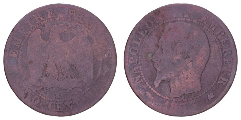FRANCE 5 centimes 1853K F