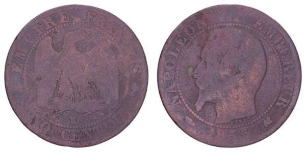 FRANCE 5 centimes 1853K F