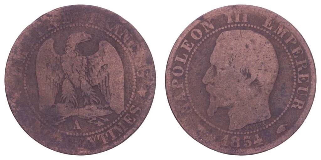 FRANCE 5 centimes 1854A F