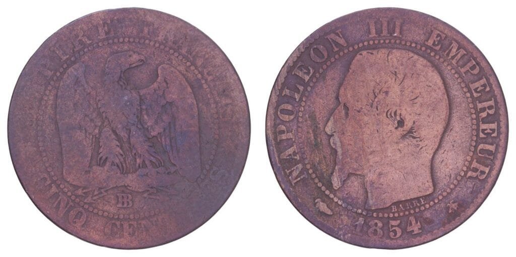FRANCE 5 centimes 1854B F