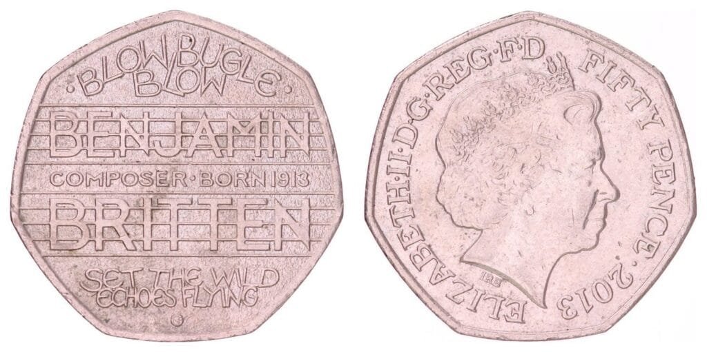 VELIKA BRITANIJA 50 penija 2013. / 100. obljetnica rođenja Sir Benjamina Brittena / VF+