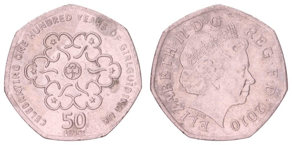 GREAT BRITAIN 50 pence 2010 / 100th anniversary of Girl Guides / VF