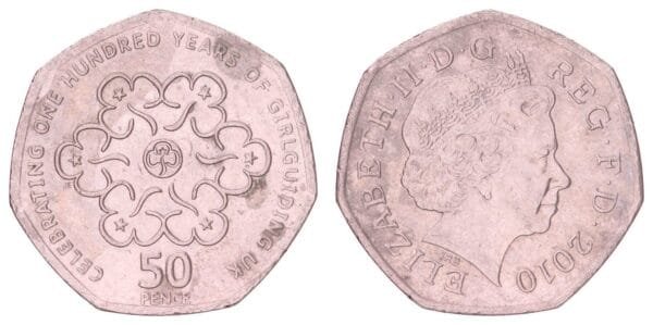 GREAT BRITAIN 50 pence 2010 / 100th anniversary of Girl Guides / VF