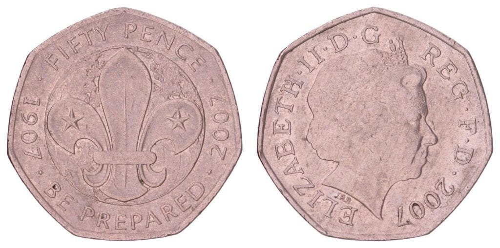 GREAT BRITAIN 50 pence 2007 / Centenary of the Founding of the Scouting Movement / VF