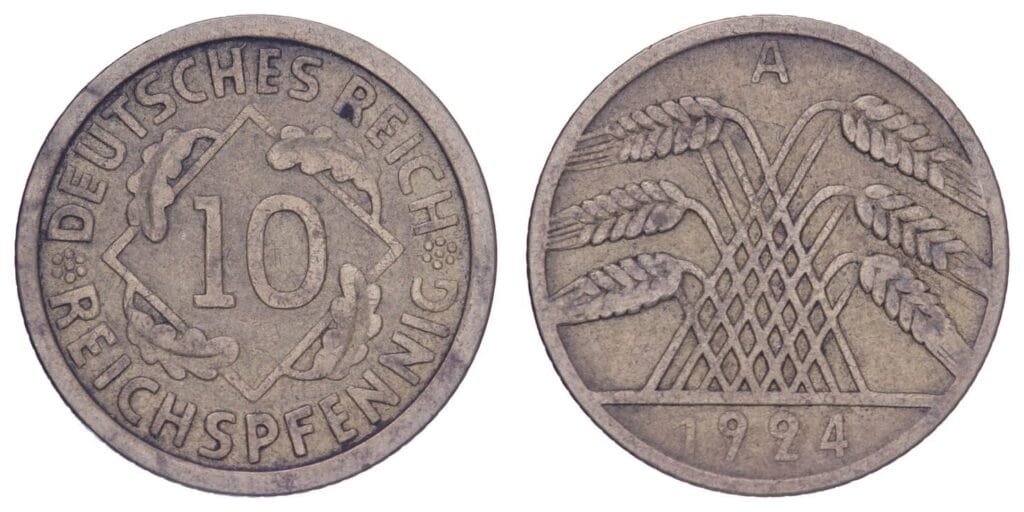 NJEMAČKA 10 rajhspfeniga 1924A / Weimarska Republika / VF