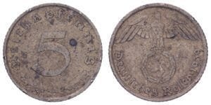 GERMANY 5 reichspfennig 1939A / 3rd Reich / VF-