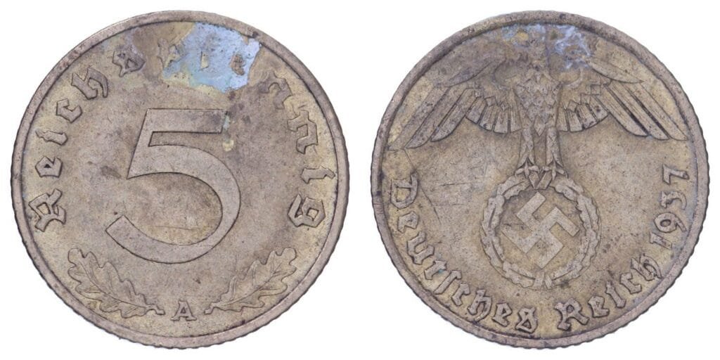 GERMANY 5 reichspfennig 1937A / 3rd Reich / VF-