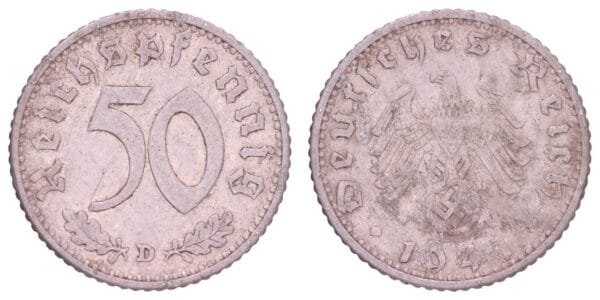 GERMANY 50 reichspfennig 1941D / 3rd Reich / VF-