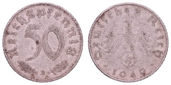 GERMANY 50 reichspfennig 1940B / 3rd Reich / VF-