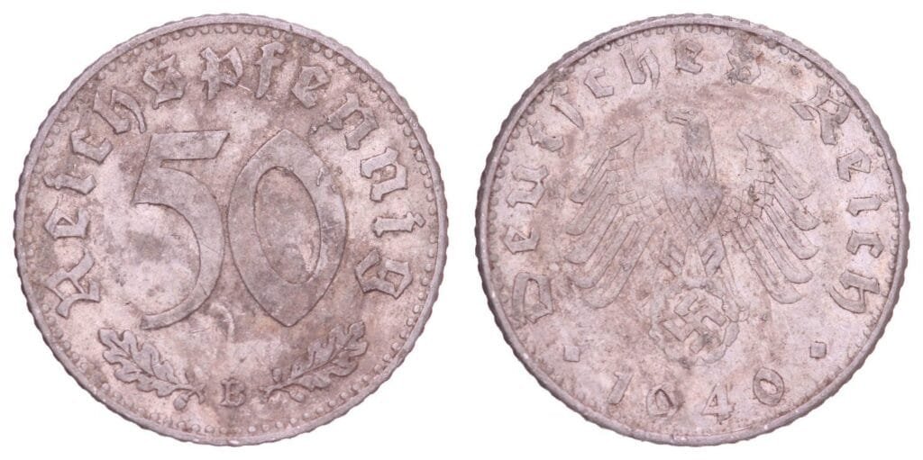 GERMANY 50 reichspfennig 1940B / 3rd Reich / VF-
