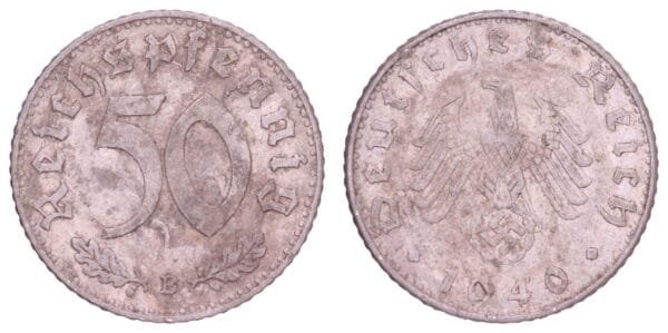 GERMANY 50 reichspfennig 1940B / 3rd Reich / VF-