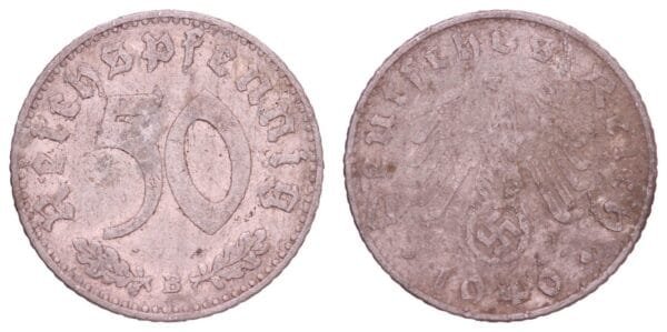 GERMANY 50 reichspfennig 1940B / 3rd Reich / VF-