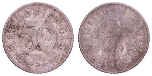 GERMANY 50 reichspfennig 1940B / 3rd Reich / F+